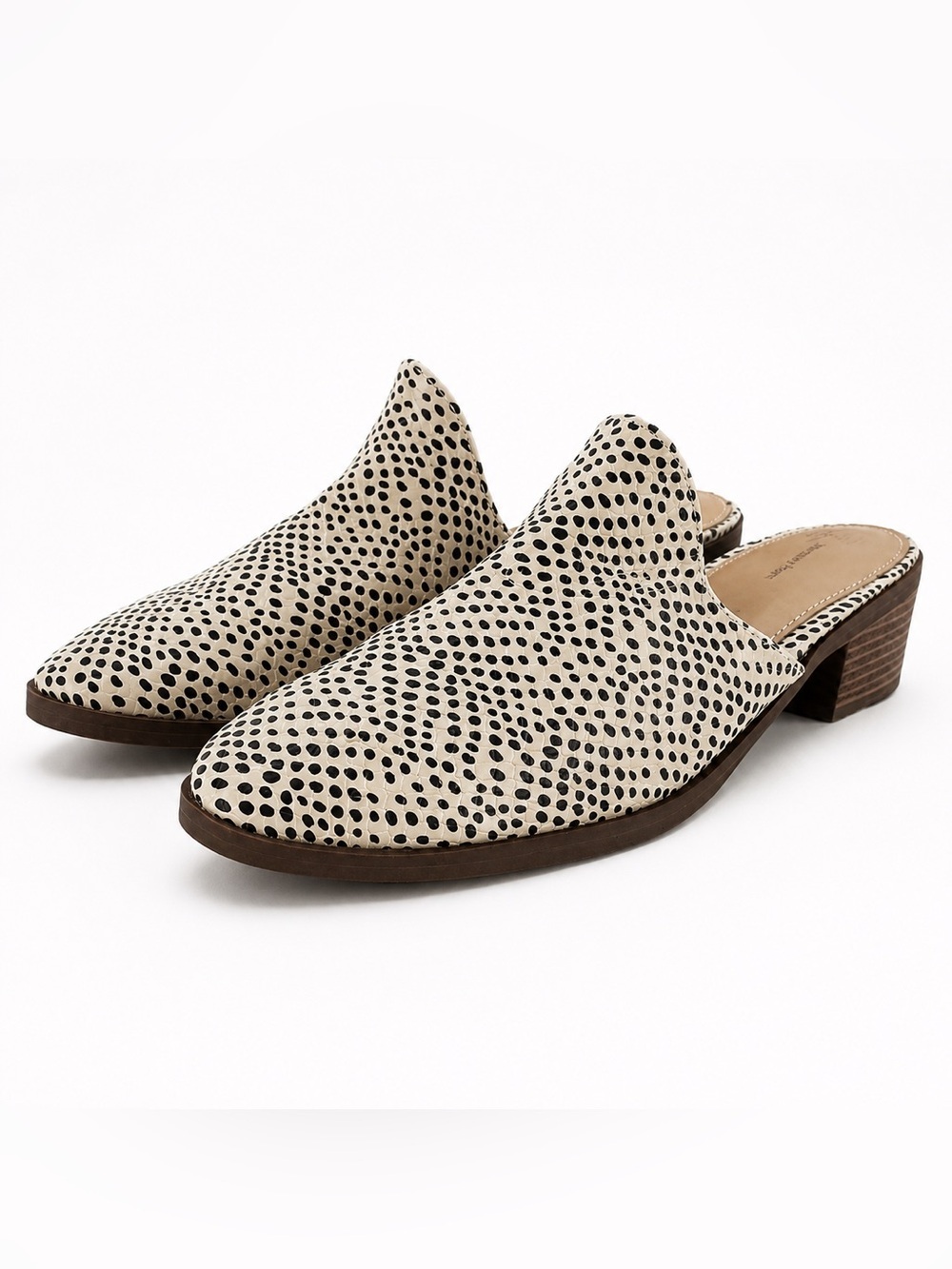 Time and Tru Women's Memory Foam Polka Dot Mules Size 9.5 low block 1.5 Inches - Picture 1 of 8